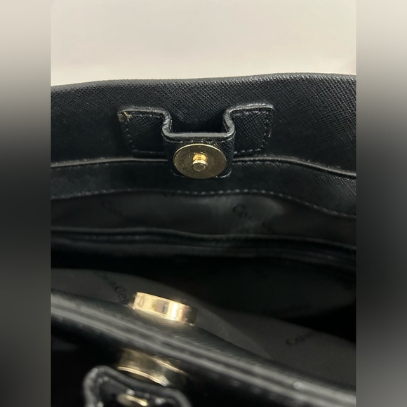 Calvin Klein saffiano leather satchel purse with removable shoulder strap - Picture 10 of 14